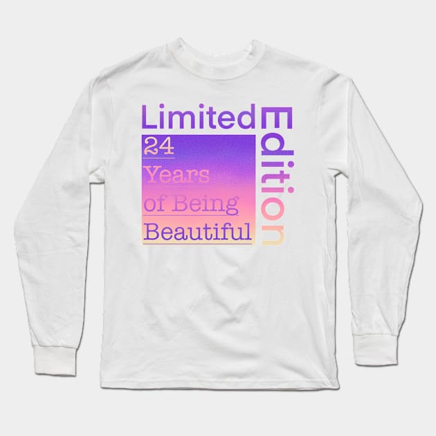 24 Year Old Gift Gradient Limited Edition 24th Retro Birthday Long Sleeve T-Shirt by Designora